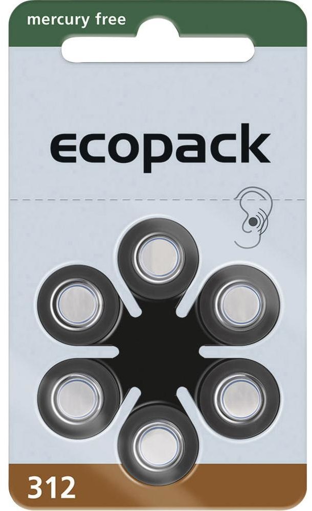 ecopack Ogniwo guzikowe ZA 312 cynkowo-powietrzne ecopack ECO312 161 mAh 1.4 V 6 szt