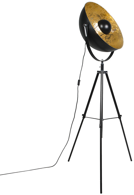 QAZQA Industrialna lampa podłogowa trójnóg czarna 50cm - Magna Eglip