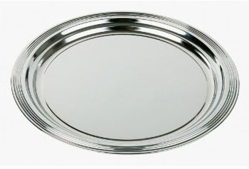 APS OKRĄGŁA OZDOBNA TACA CLASSIC STAL CHROMOWANA 35CM zakupy dla domu i biura EJ429