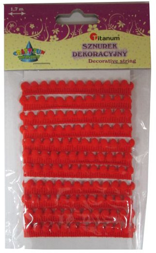 Titanum Sznurek dekoracyjny czerwony 339362