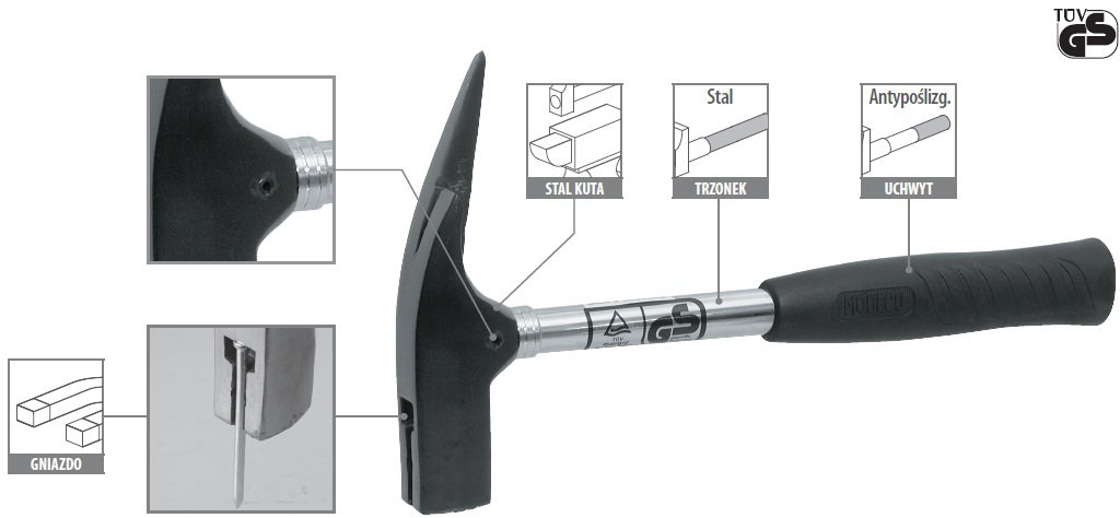 Modeco młotek ciesielski z metalowym trzonkiem MN-32-006