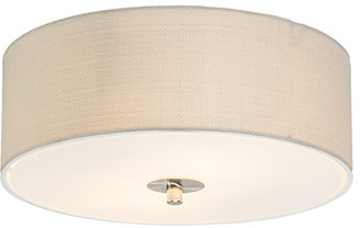 QAZQA Klasyczny plafon okrągły biały 30cm - Drum Jute