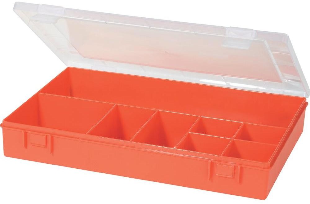 Alutec Pudełko dzielone 611700 zew 335x225x55 mm 8 przegródek czerwone