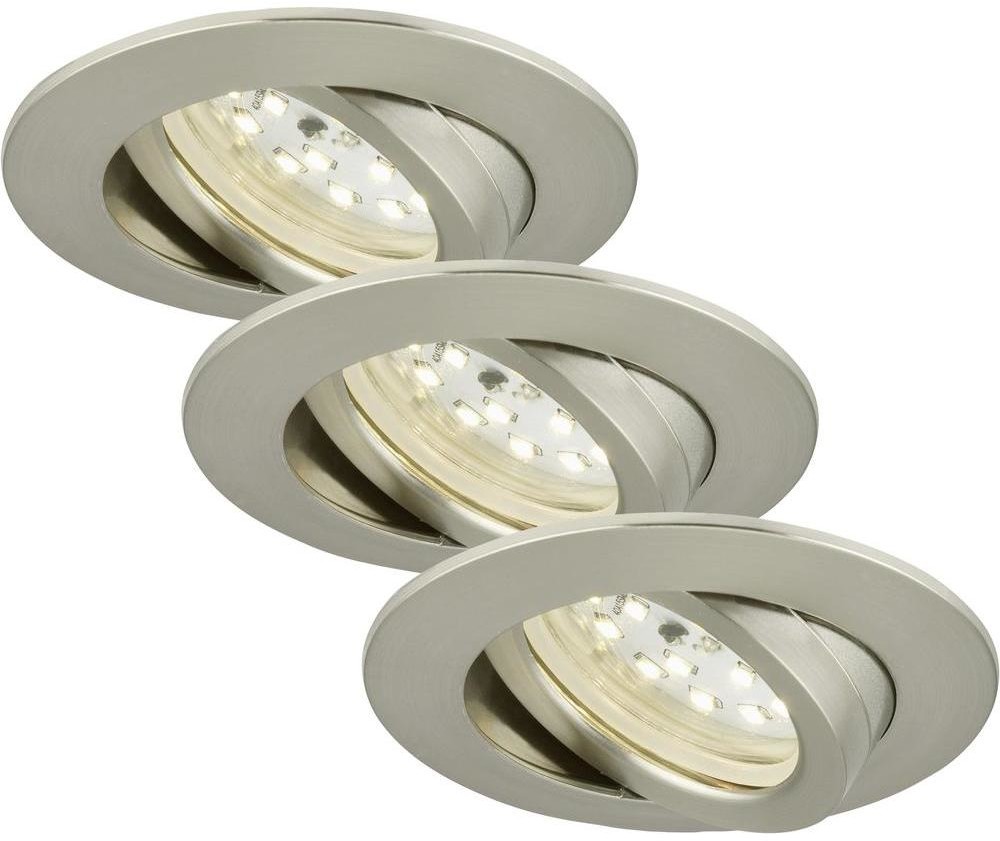 Briloner Lampa do zabudowy LED zestaw 3 szt 7232-032 Siłownik do sterowania za pomocą aplikacji i dyfuzor można zamówić oddzielnie 470 lm 3000 K nikiel matowy)