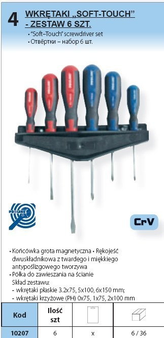 Proline wkrętakI SOFT-TOUCH- ZESTAW 6 SZT. CrV 10207