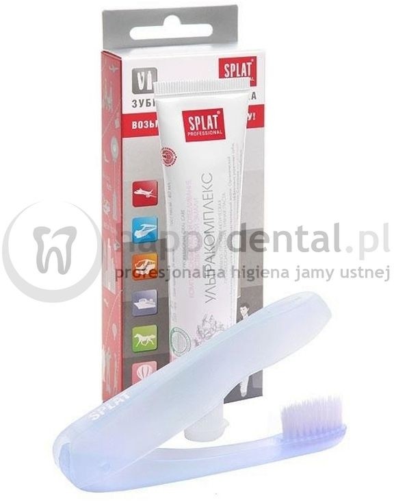 Splat Kosmetika SPLAT Professional-EX ULTRAKOMPLEX Travel SET 40ml - zestaw podróżny: pasta wzmacniająca szkliwo + szczoteczka turystyczna - NOWOŚĆ!