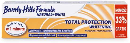Beverly Hills Formula Total Protection Whitening Natural White Pasta Do Zębów Wybielająca Całkowita Ochrona 75ml