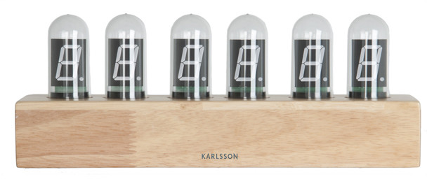 Karlsson Zegar stołowy Cathode oak wood base by KA4204