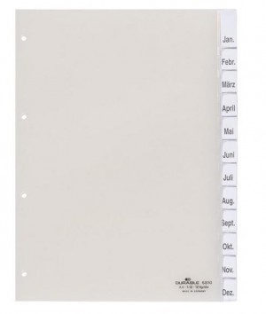 DURABLE Przekładka A4, pionowe, zgrzane wymienne indeksy,1-12, 12 części