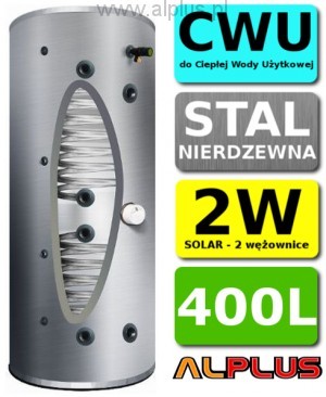 Joule Bojler Cyclone 400L 2-wężownice 2W nierdzewka wymiennik podgrzewacz CWU Wy