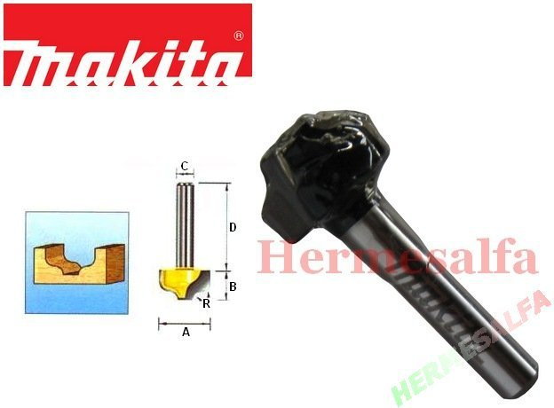 MAKITA FREZ DO DREWNA KSZTAŁTOWY DO NAROŻNIKÓW R4 6mm D-09357