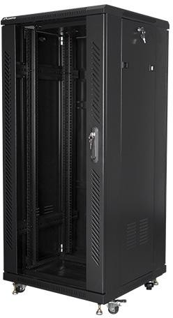 Lanberg Szafa instalacyjna stojąca 19" 27U 600x600 czarna flat pack FF01-6627-12B