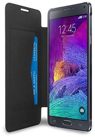 PURO SGGNOTE4BBCBLK pokrowiec ochronny ze skóry do Samsung Galaxy Note 4, czarny