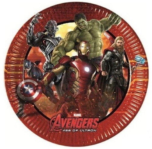 PROCOS Talerzyki urodzinowe Avengers 2 - 20 cm - 8 szt.