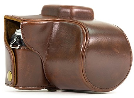 MegaGear Aparat Olympus OM-D E-M10 z lustrzanki megagear skórzana torba na aparat do 14  42 MM, ciemnobrązowy MG368