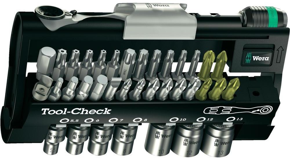 Wera Bity Tool-Check 1 SB 05073220001 płaski krzyżakowy Phillips krzyżakowy Pozidriv wewnętrzny sześciokąt TORX TORX BO stal narzędziowa 38 szt