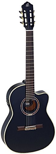 Ortega rce138-t4bk gitara koncertowa w 4/4 Cut Away eletrifiziert Thin Line korpus Join Neck 14TH FRET czarna w wykończenie na wysoki połysk z wysokiej jakości gigbag rozmiar i pasek RCE138-T4BK