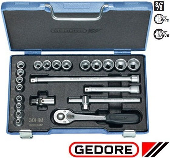 Gedore Zestaw zestaw nasadek 3/8 z grzechotką dwukierunkową o ekstra drobnym (6240200)