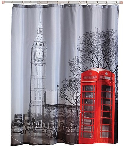 MSV 140598 zasłona prysznicowa, poliester, motyw London, 180 x 200 x 0,1 cm (1217/140598)