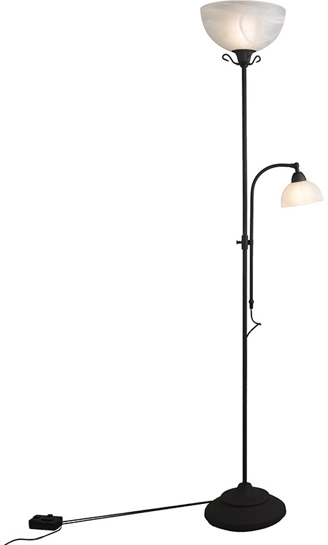 QAZQA Klasyczna brązowa lampa podłogowa z lampką do czytania - Dallas