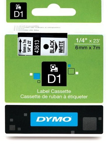 Dymo Taśma Do Druku 6mm/7m CZARNO/BIAŁA