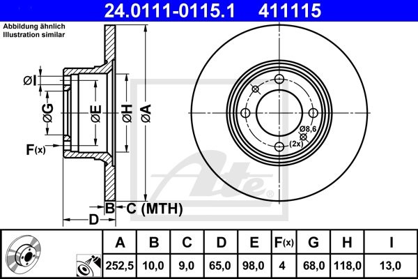 ATE TARCZA HAM 24.0111-0115.1 LADA 1200 70-86  24.0111-0115.1