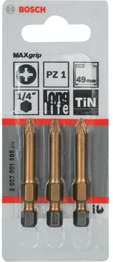 Bosch Bit z końcówką krzyżową PZ 1 49 mm E 6.3 3 szt