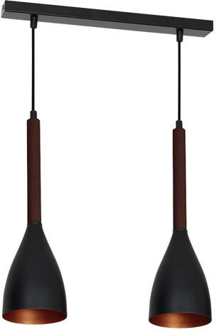 Luminex MUZA Czarny-gold 2 zwis - Żyrandol/lampa wisząca 2x E27 (max 60W) 9160