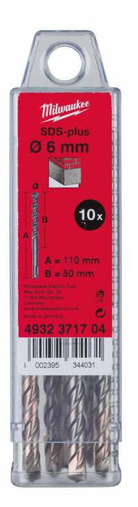 MILWAUKEE WIERTŁA 50 SZTUK/OP. O10 MM SDS-PLUS - 2 OSTRZOWE 4932 3993 45