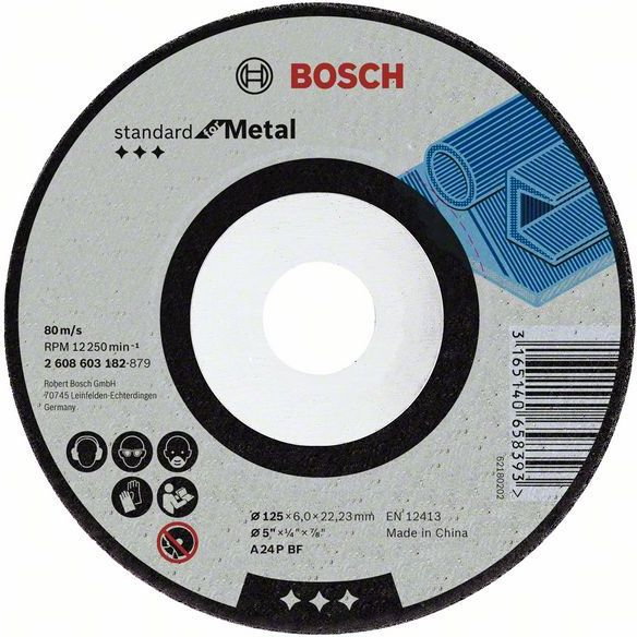 Bosch tarcza ścierna wygięta Standard for Metal A 24 P BF, 180 mm, 22,23 mm, 6,0