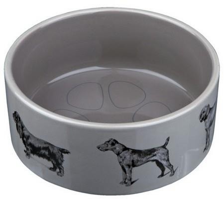 Trixie Ceramiczna Miska z motywem psa szara 1200ml