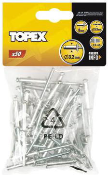 Topex Nity aluminiowe 4 x 10mm, 50 sztuk, , 43E402