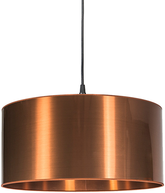 QAZQA Nowoczesna lampa wisząca czarna klosz miedź 50cm - Pendel