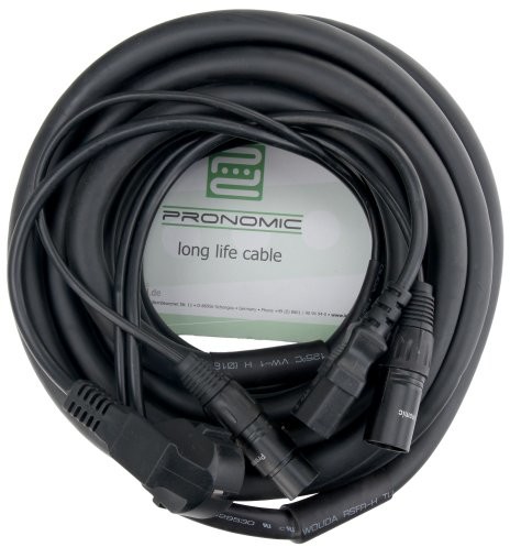 Pronomic Stage EUIECX-6 kabel hybrydowy z gniazdem wtykowym ze stykiem ochronnym na złączu IEC, XLR/XLR, idealny jako kabel do głośników aktywnych, głośników PA, efektów świetlnych i oświetlenia sceni 00023254