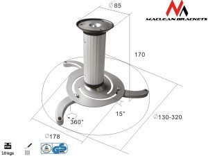 MACLEAN Uchwyt sufitowy do projektora MC-515 S 80-170mm 10kg
