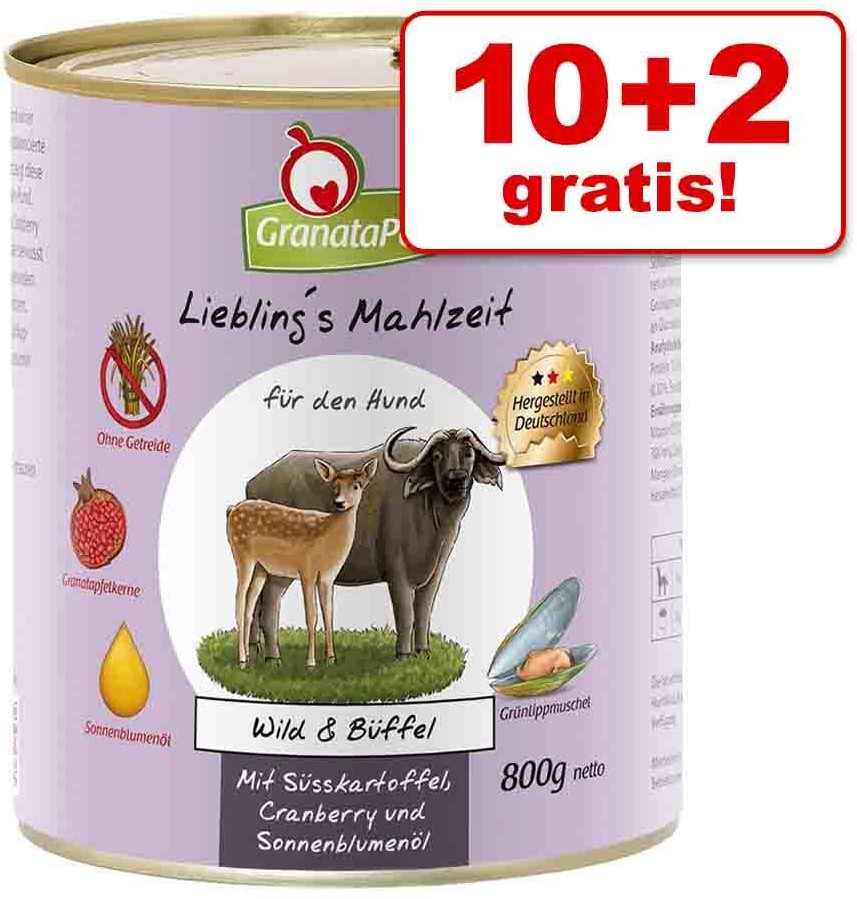 Granata Pet 10 + 2 Lieblings Mahlzeit 12 X 800 G Jagnięcina & Ziemniaki Z Koprem Twarogiem I Oliwą