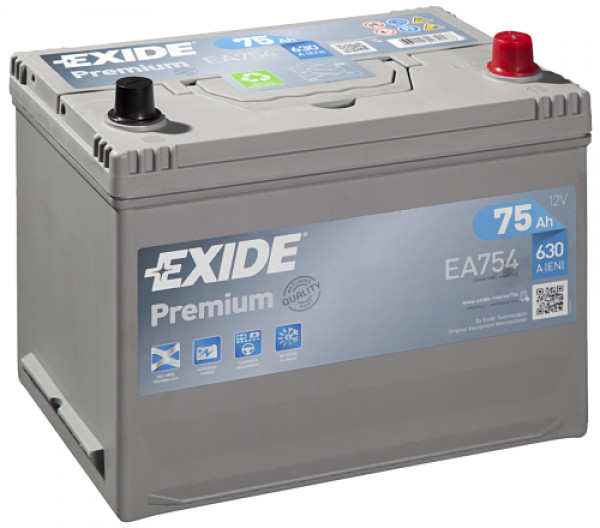 Exide Premium Carbon Boost EA754 12V 75Ah/630A P+