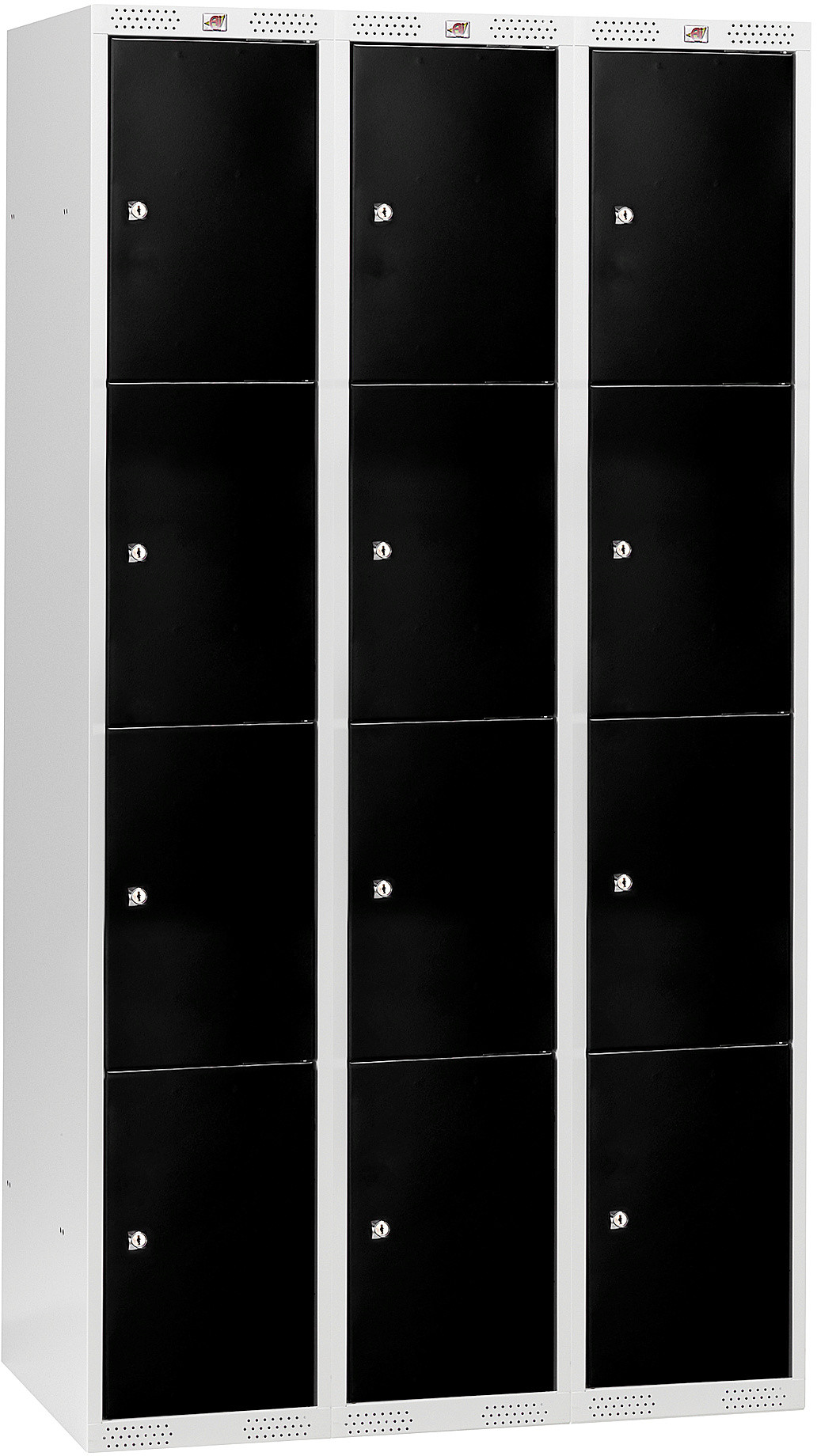 AJ Szafki osobiste 3 moduły po 4 skrytki w pionie 1740x900x550 mm czarna 324056
