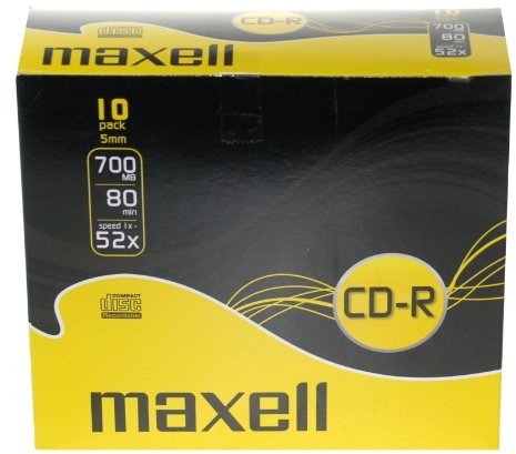 Maxell półfabrykaty CD-R 80 min 700 MB 52 X 10ER Pack Slim Case 624003,01