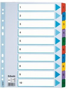 Esselte Przekładka MYLAR kartonowe 1-10 A4 numeryczne ES171