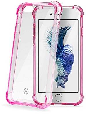 Celly Armor opancerzonych ewakuowano krawędziami i wzmocnionymi narożnikami przezroczysty Cover na telefon iPhone 7 Plus Pink