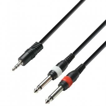 ah Cables Adam Hall Cables K3YWPP0600 kabel audio, wtyk stereo mini-jack 3,5 mm i 2 wtyki jack 6,3 mm mono, długość 6 m K3YWPP0600
