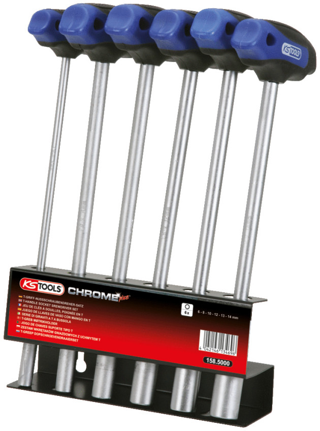KS Tools Zestaw kluczy nasadowych, typ T 6 części (6-14 mm) (158.5000)