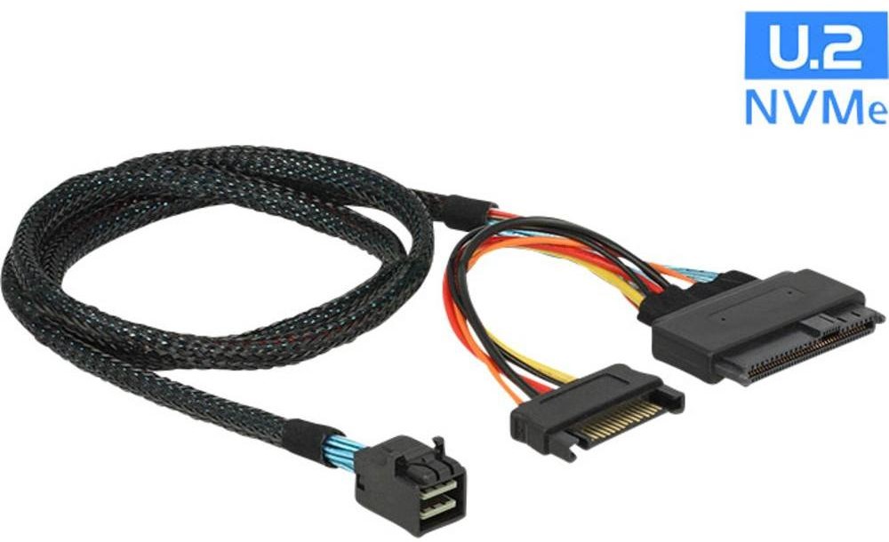 Delock Kabel SATA 84821[1x złącze męskie mini-SAS SFF-8843) 1x złącze SSD U.2 złącze męskie SATA 7-pin] 0.75 m