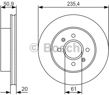 BOSCH Tarcza hamulcowa przednia, 0 986 479 R52  0986479R52
