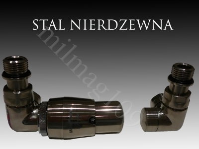 Mera Term Zestaw zaworów grzejnikowych termostatycznych VISION lewy STAL NIERDZE