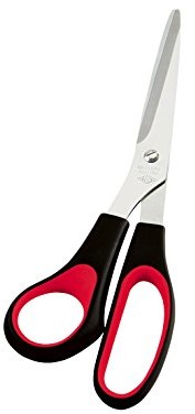 Wedo 97681 uniwersalne nożyczki dla leworęcznych (z nierdzewnej stali nierdzewnej, uchwyty tworzywo sztuczne Soft, 21 cm) Czarny/czerwony 97681