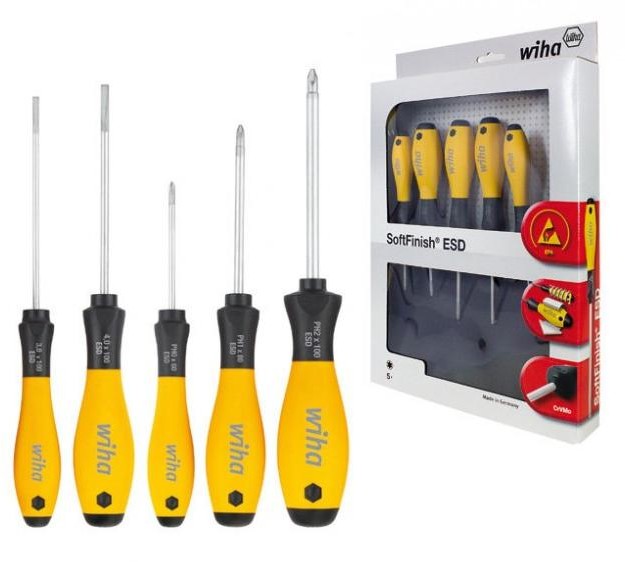 Wiha Zestaw wkrętaków SoftFinish ESD, płaskich/ PH 302SF ESD HK5 01 5-cz (27252)