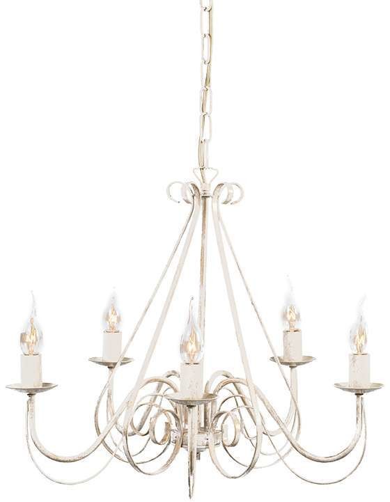 QAZQA Klasyczny żyrandol postarzana biel 5-źródeł światła - Giuseppe
