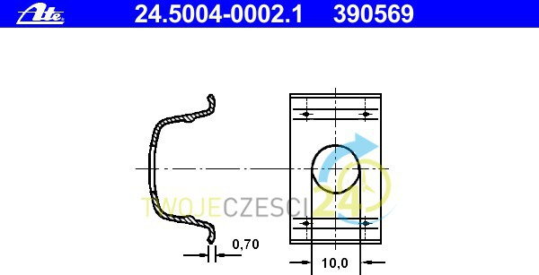 ATE Mocowanie, przewód hamulcowy elastyczny 24.5004-0002.1